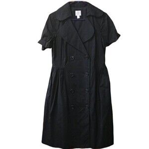 Suzi Chin Maggie Boutique Black Double Breasted Shirt Dress 10 Classic Chic